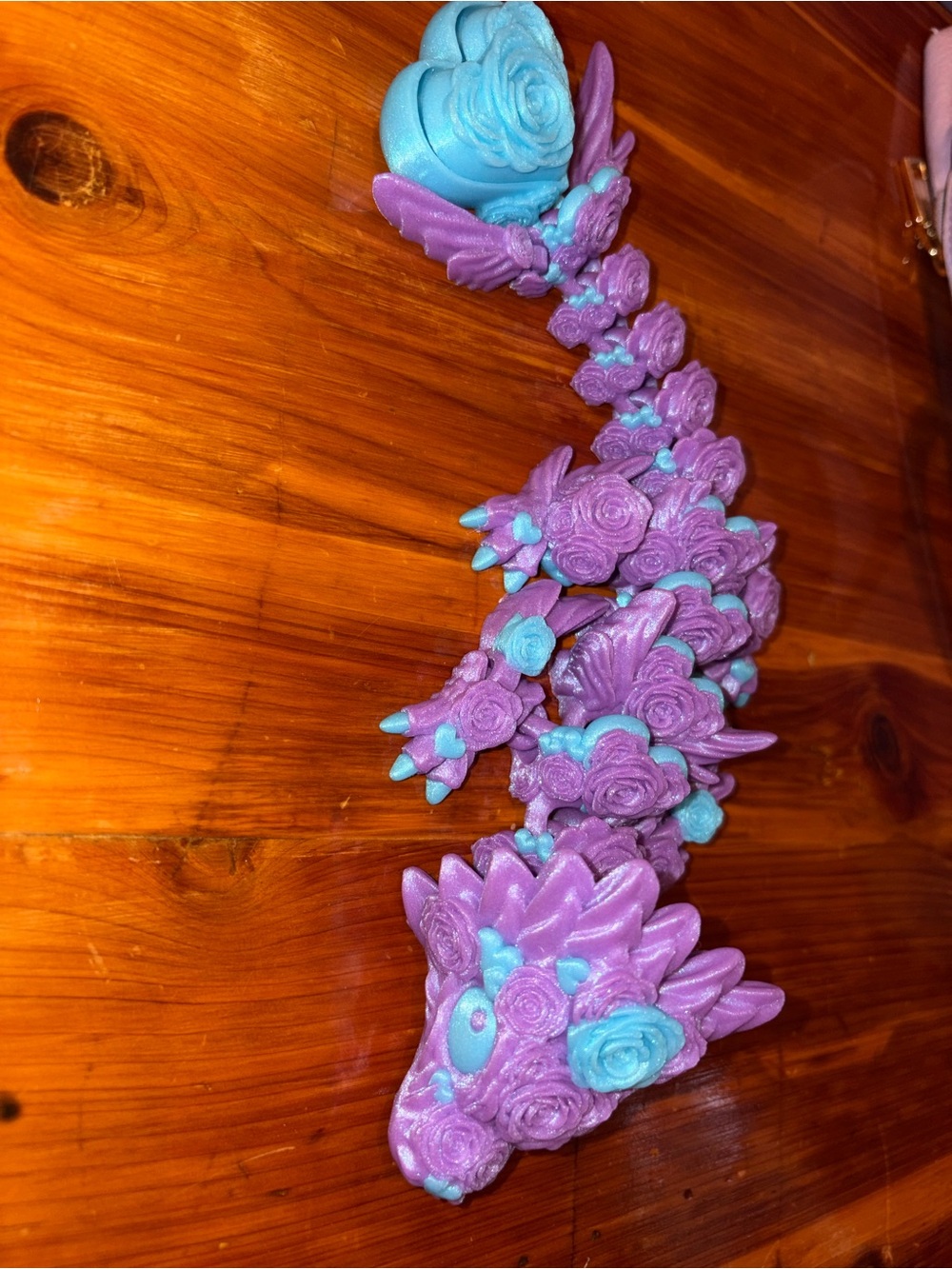 3d printed rose heart dragon with clicker tail